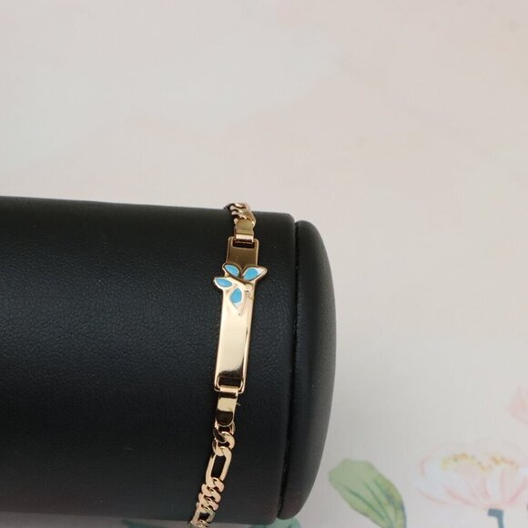 "Elegant Rose Gold Bracelet with Blue Butterfly Charm, XPBL0828 - Picture 11 of 13